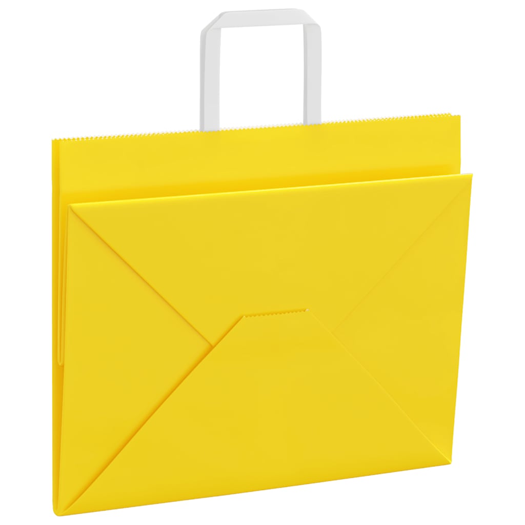 Papiertragetaschen 50 Stk. mit Henkeln Gelb 32x22x24 cm