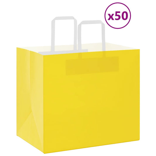 Papiertragetaschen 50 Stk. mit Henkeln Gelb 32x22x28 cm