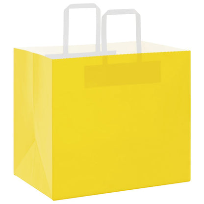 Papiertragetaschen 50 Stk. mit Henkeln Gelb 32x22x28 cm