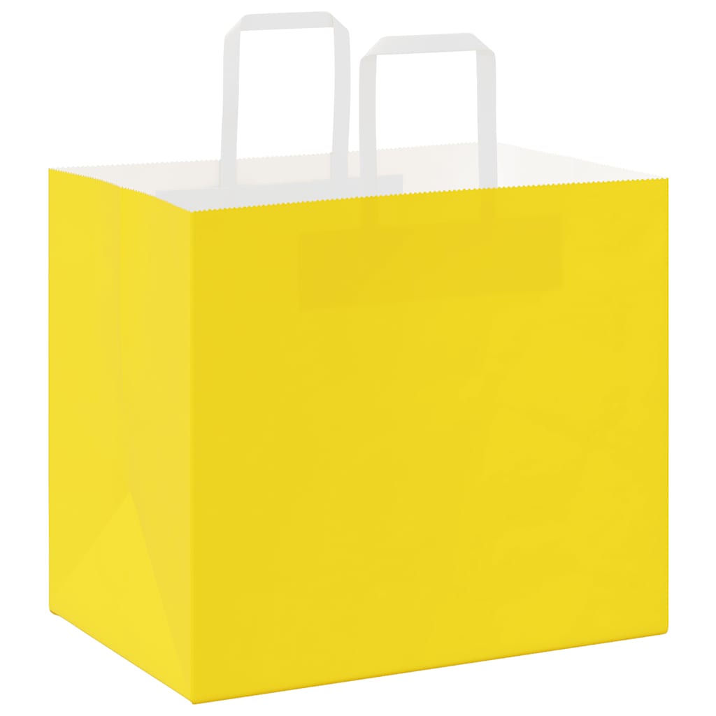 Papiertragetaschen 50 Stk. mit Henkeln Gelb 32x22x28 cm