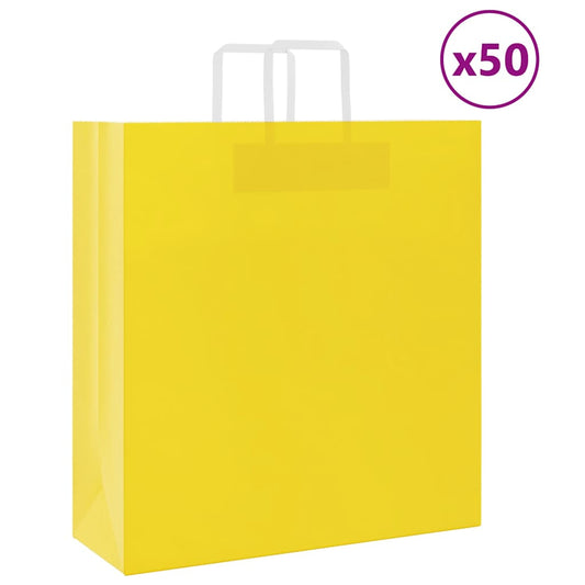 Papiertragetaschen 50 Stk. mit Henkeln Gelb 45x17x48 cm