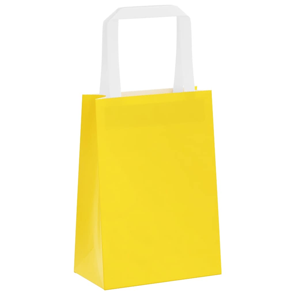 Papiertragetaschen 250 Stk. mit Henkeln Gelb 15x8x21 cm