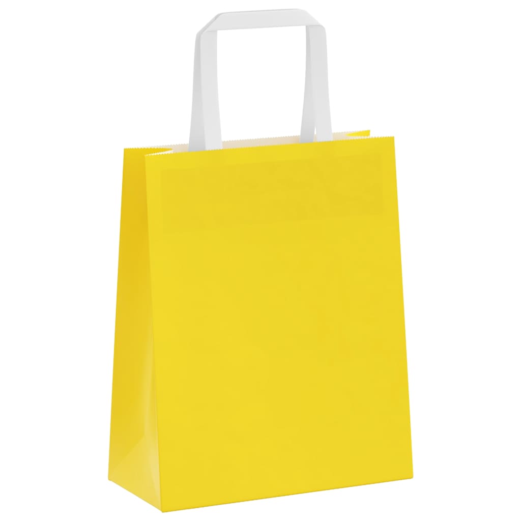 Papiertragetaschen 250 Stk. mit Henkeln Gelb 18x8x22 cm