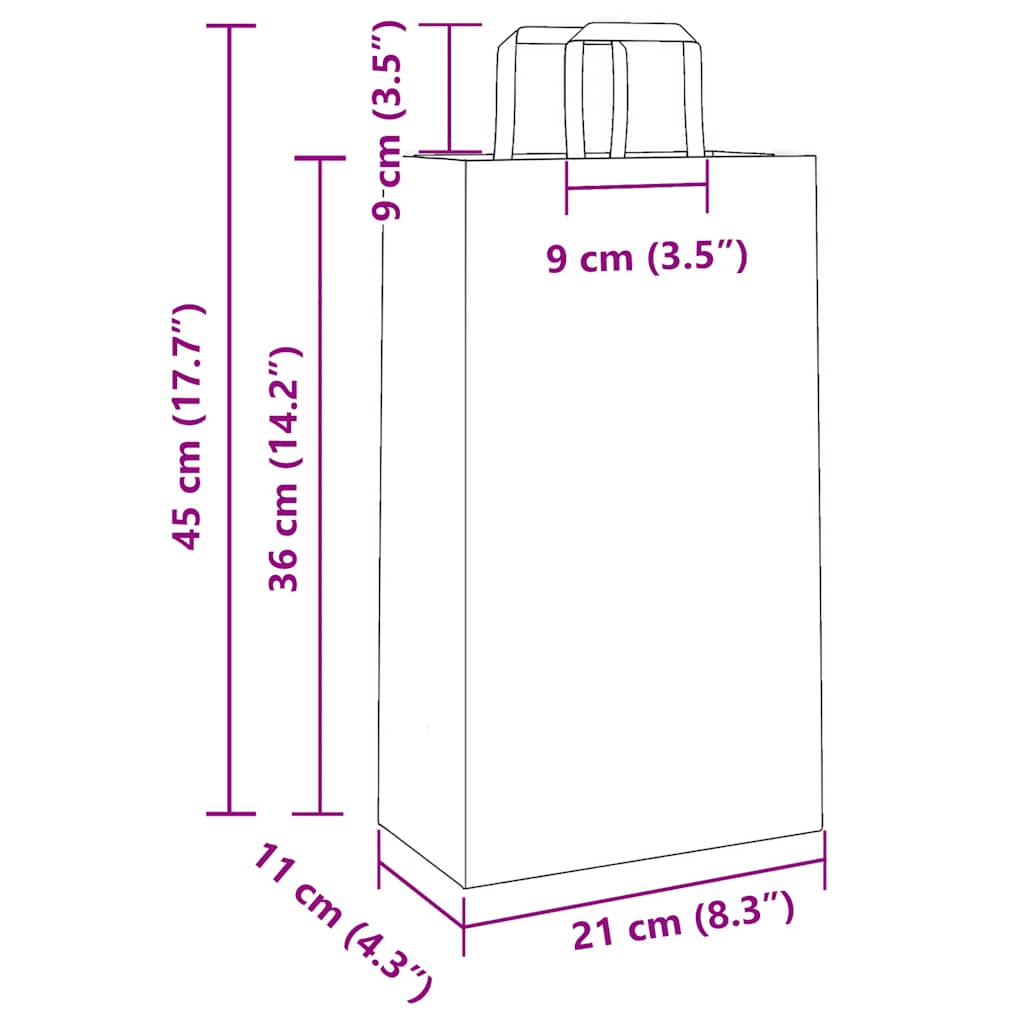 Papiertragetaschen 250 Stk. mit Henkeln Gelb 21x11x36 cm
