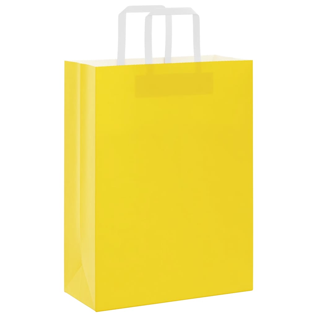 Papiertragetaschen 250 Stk. mit Henkeln Gelb 26x12x35 cm