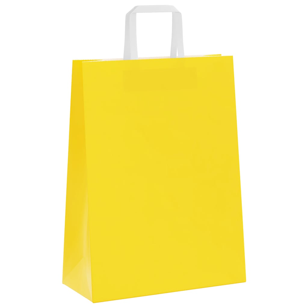 Papiertragetaschen 250 Stk. mit Henkeln Gelb 26x12x35 cm