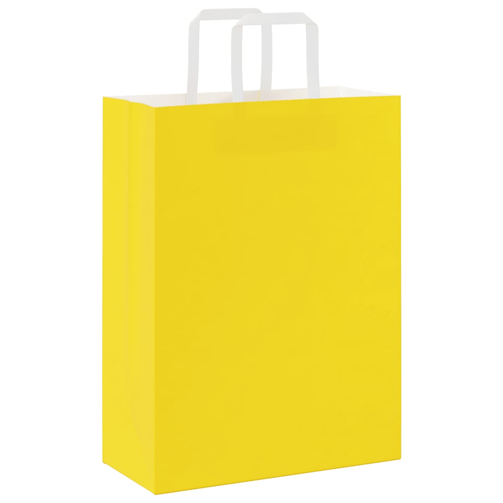 Papiertragetaschen 250 Stk. mit Henkeln Gelb 26x12x35 cm