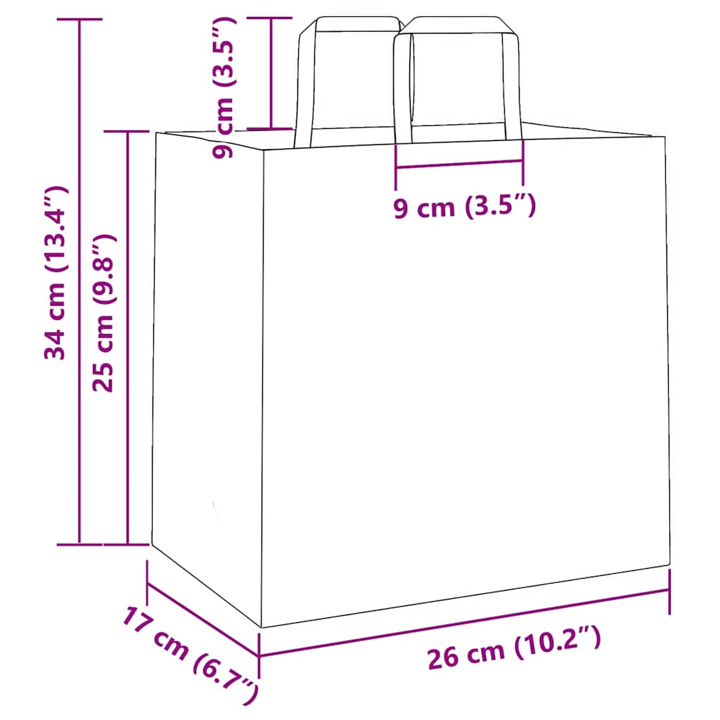 Papiertragetaschen 250 Stk. mit Henkeln Gelb 26x17x25 cm