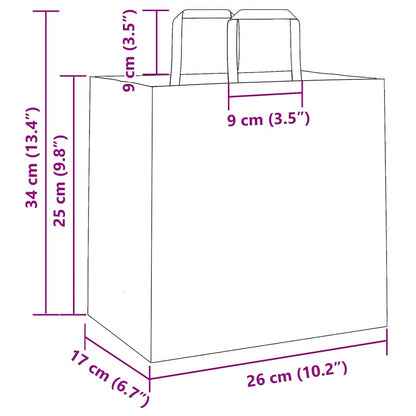 Papiertragetaschen 250 Stk. mit Henkeln Gelb 26x17x25 cm