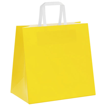 Papiertragetaschen 250 Stk. mit Henkeln Gelb 26x17x25 cm