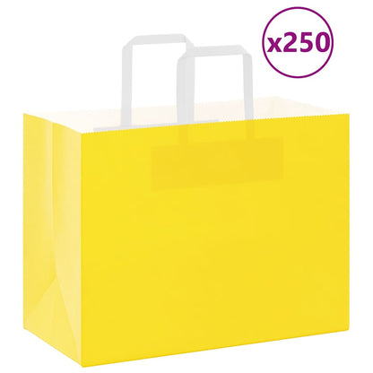 Papiertragetaschen 250 Stk. mit Henkeln Gelb 32x17x25 cm