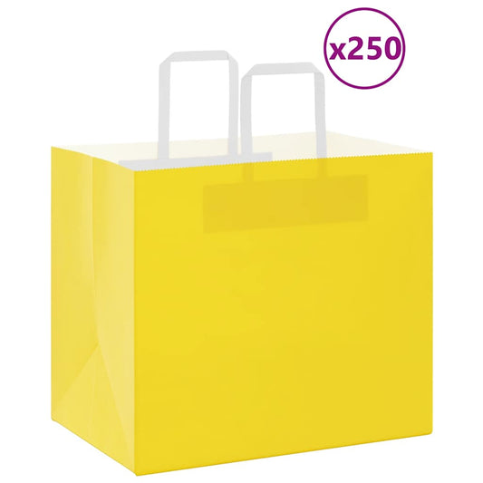 Papiertragetaschen 250 Stk. mit Henkeln Gelb 32x22x28 cm