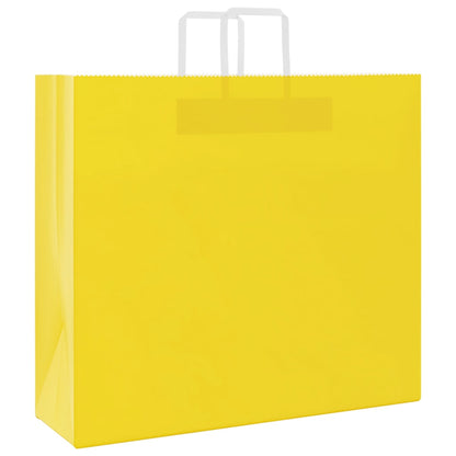 Papiertragetaschen 250 Stk. mit Henkeln Gelb 54x15x49 cm