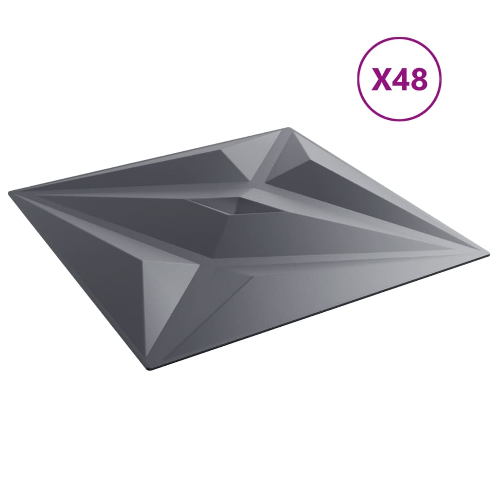 Wandpaneele 48 Stk. Grau 50x50 cm XPS 12 m² Stern