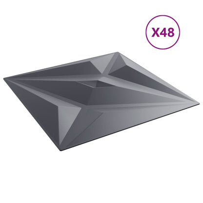 Wandpaneele 48 Stk. Grau 50x50 cm XPS 12 m² Stern