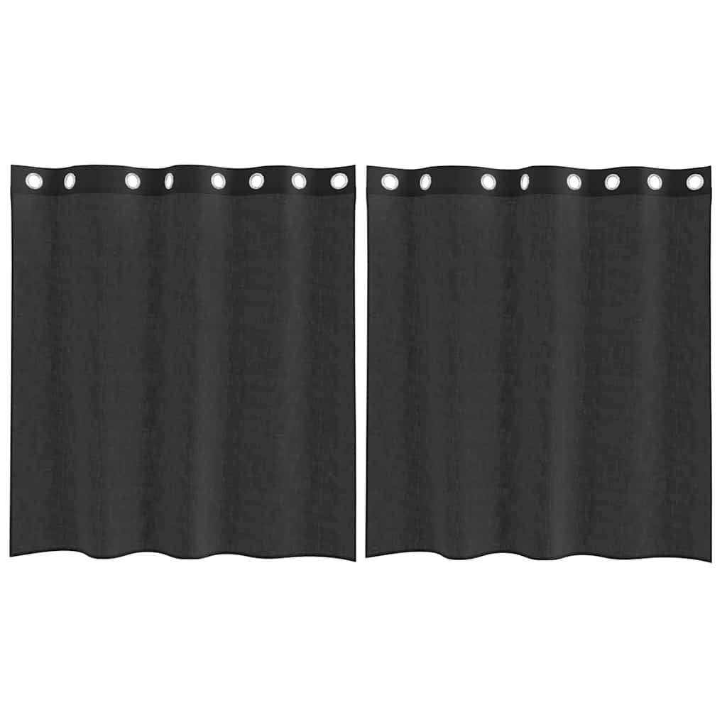 Voile Vorhänge mit Ösen 2 Stk. Schwarz 140x140 cm