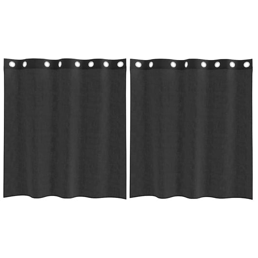 Voile Vorhänge mit Ösen 2 Stk. Schwarz 140x140 cm
