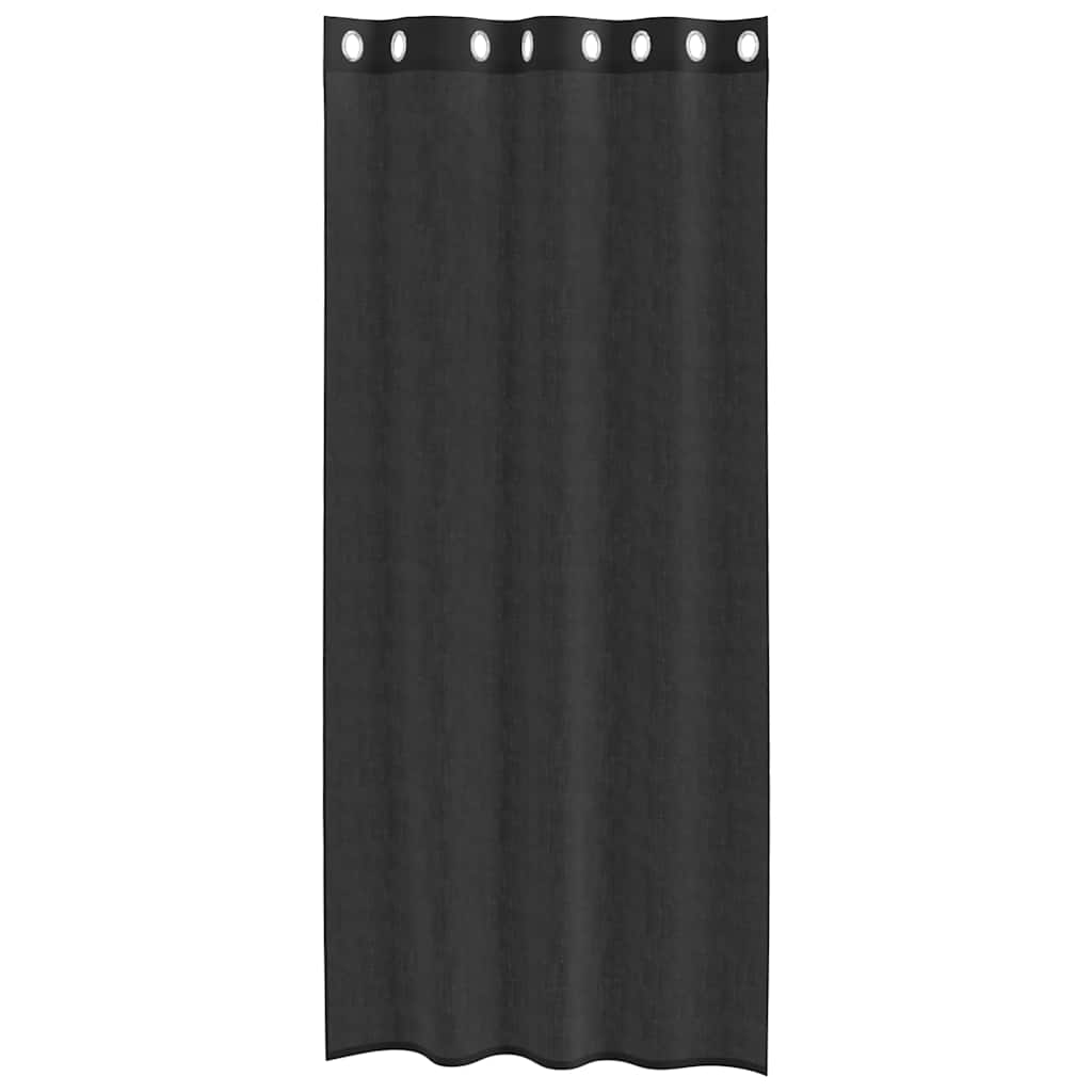 Voile Vorhänge mit Ösen 2 Stk. Schwarz 140x225 cm