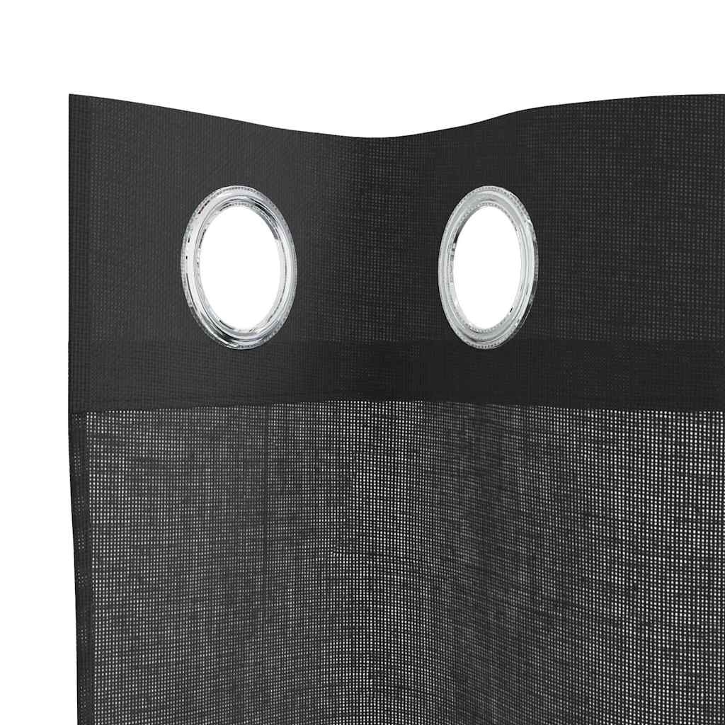 Voile Vorhänge mit Ösen 2 Stk. Schwarz 140x225 cm