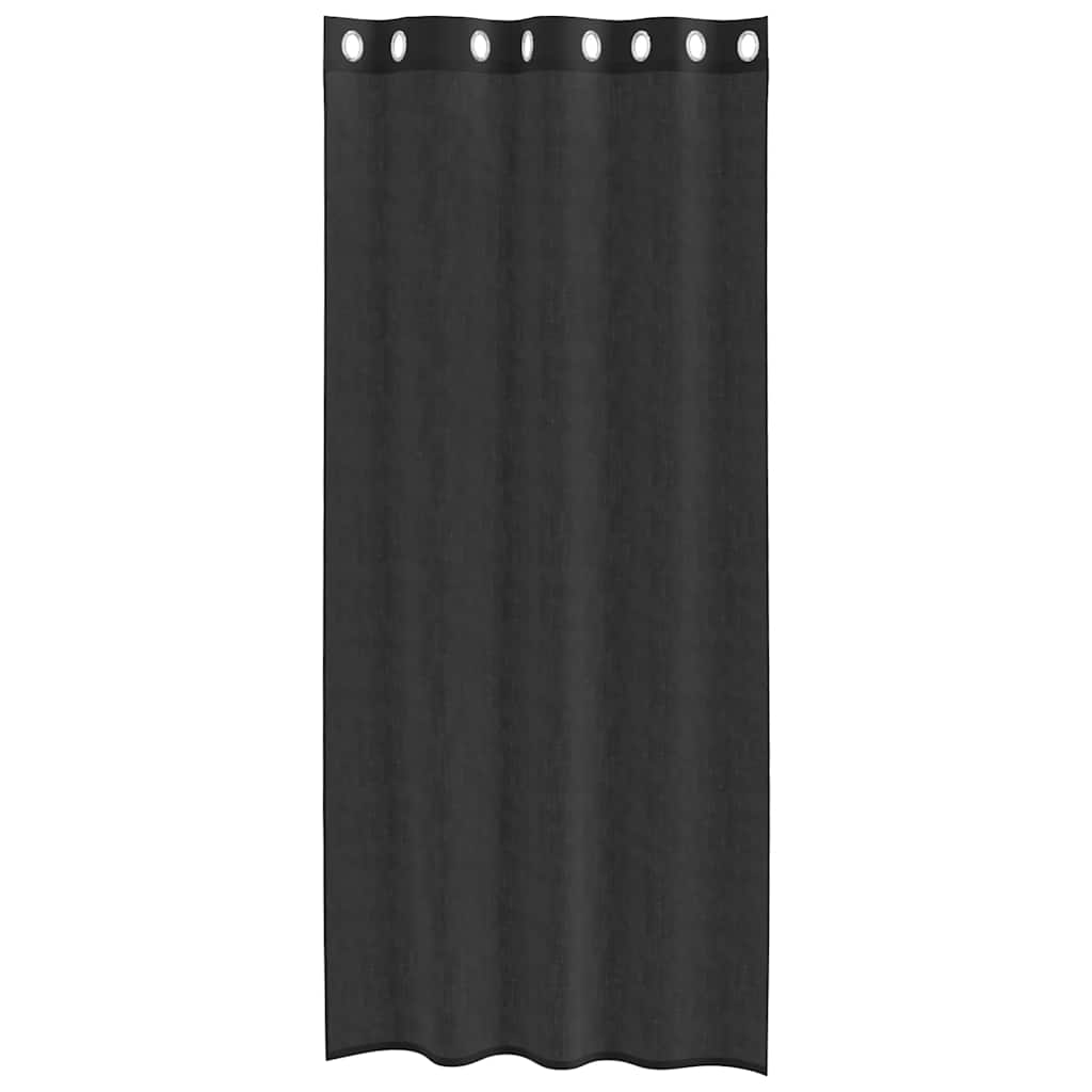 Voile Vorhänge mit Ösen 2 Stk. Schwarz 140x245 cm