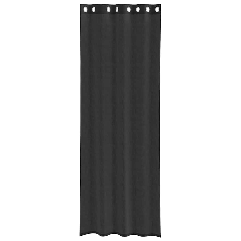 Voile Vorhänge mit Ösen 2 Stk. Schwarz 140x260 cm
