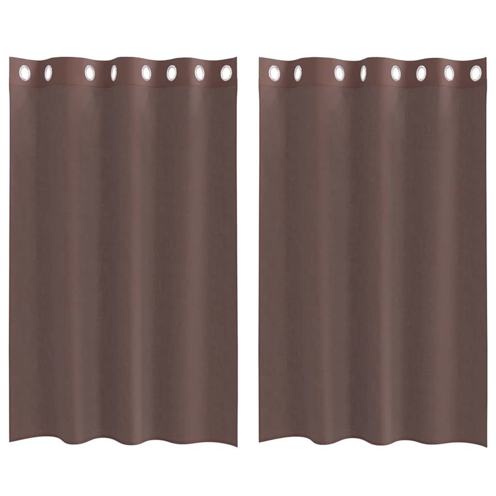 Voile Vorhänge mit Ösen 2 Stk. Braun 140x175 cm