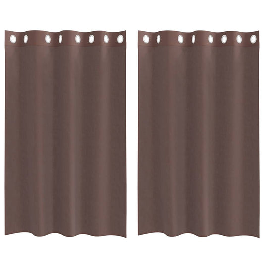 Voile Vorhänge mit Ösen 2 Stk. Braun 140x175 cm