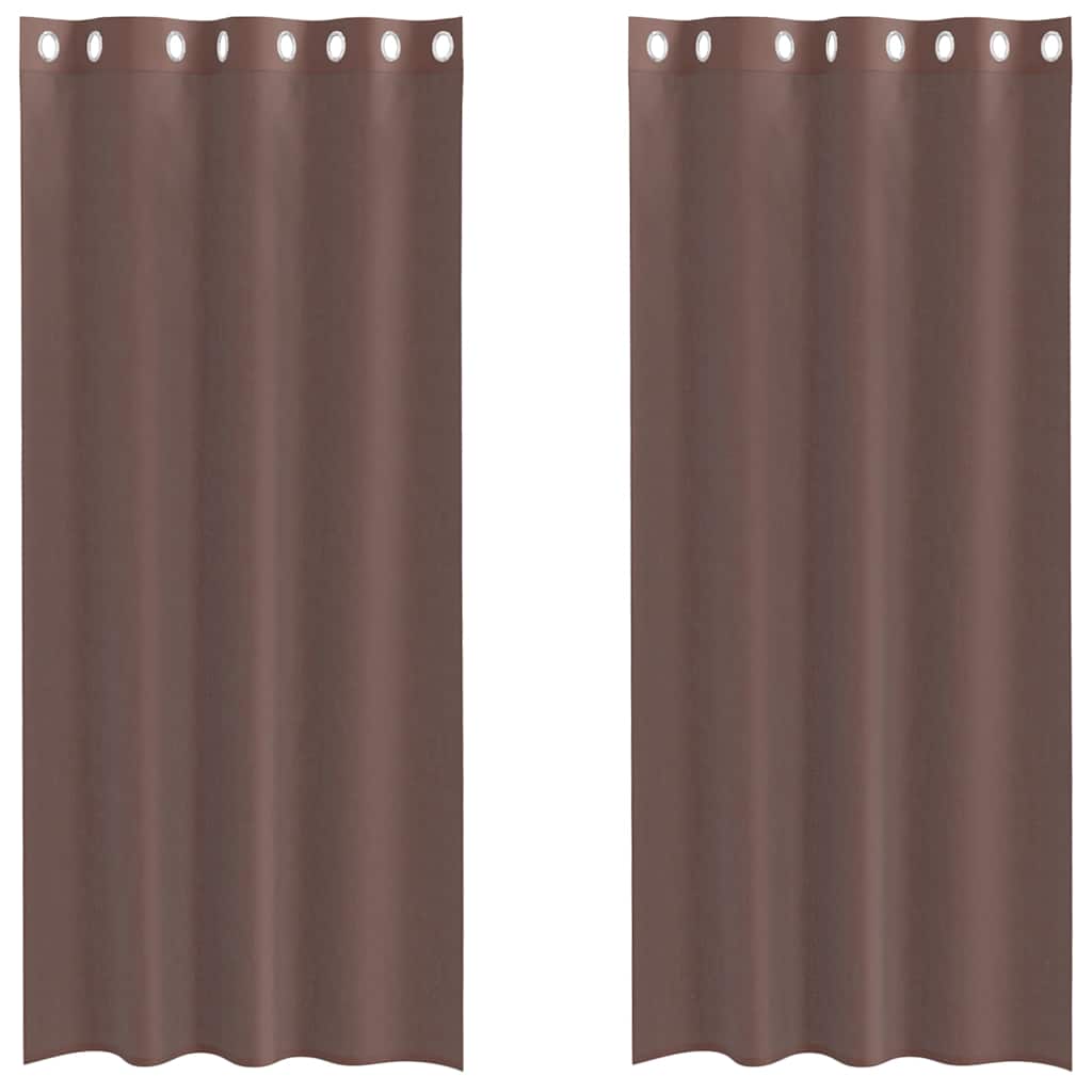 Voile Vorhänge mit Ösen 2 Stk. Braun 140x225 cm