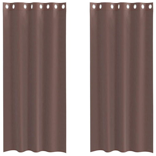 Voile Vorhänge mit Ösen 2 Stk. Braun 140x225 cm