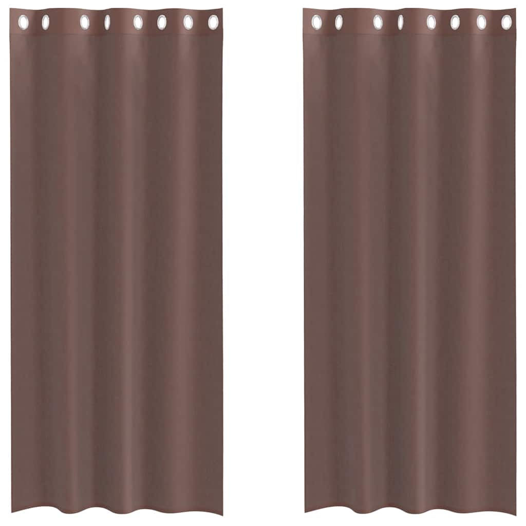 Voile Vorhänge mit Ösen 2 Stk. Braun 140x245 cm