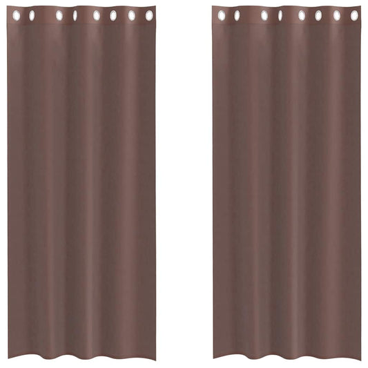 Voile Vorhänge mit Ösen 2 Stk. Braun 140x245 cm