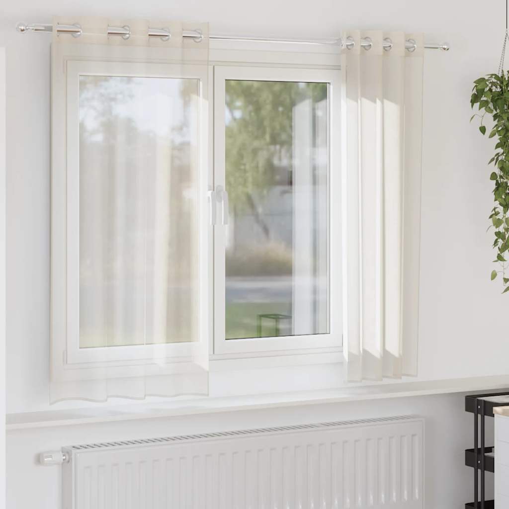 Voile Vorhänge mit Ösen 2 Stk. Creme 140x140 cm