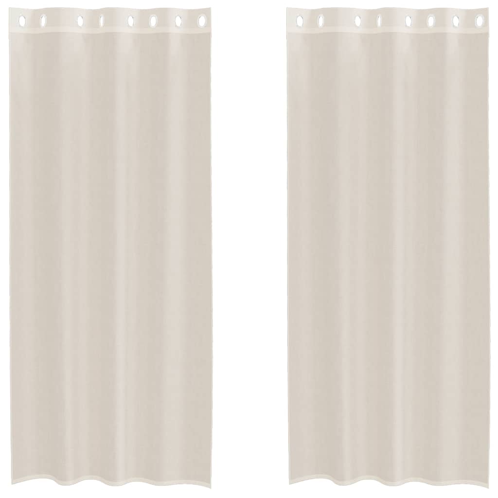 Voile Vorhänge mit Ösen 2 Stk. Creme 140x225 cm