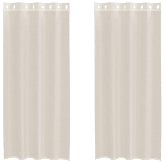 Voile Vorhänge mit Ösen 2 Stk. Creme 140x225 cm