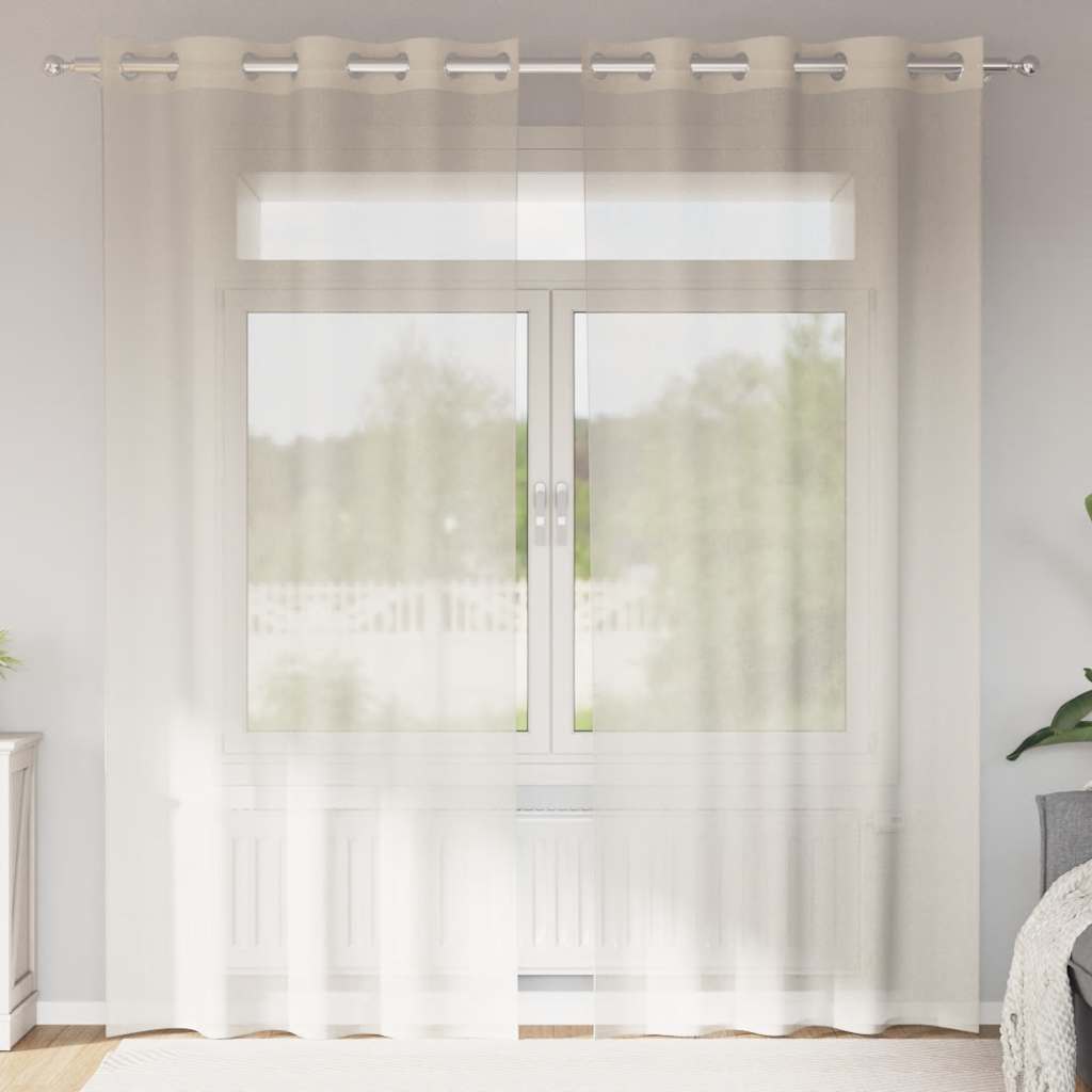 Voile Vorhänge mit Ösen 2 Stk. Creme 140x225 cm