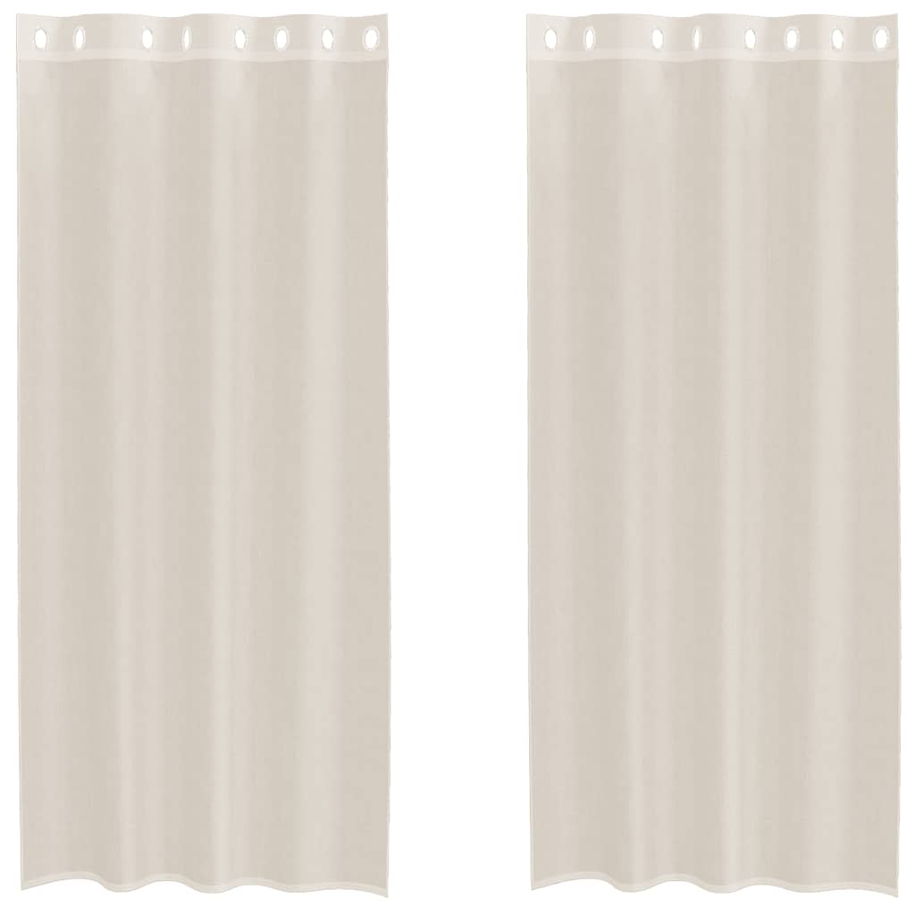 Voile Vorhänge mit Ösen 2 Stk. Creme 140x245 cm