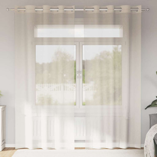 Voile Vorhänge mit Ösen 2 Stk. Creme 140x245 cm