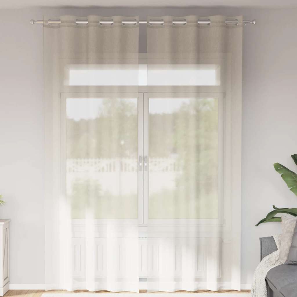 Voile Vorhänge mit Ösen 2 Stk. Creme 140x300 cm