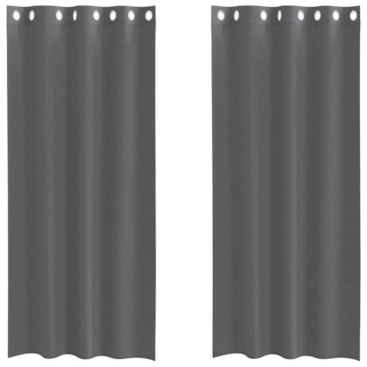 Voile Vorhänge mit Ösen 2 Stk. Dunkelgrau 140x225 cm