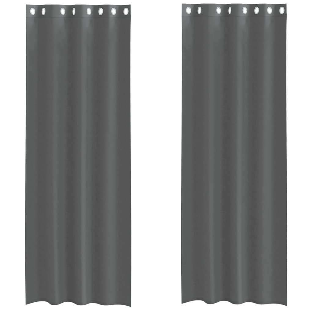 Voile Vorhänge mit Ösen 2 Stk. Dunkelgrau 140x260 cm