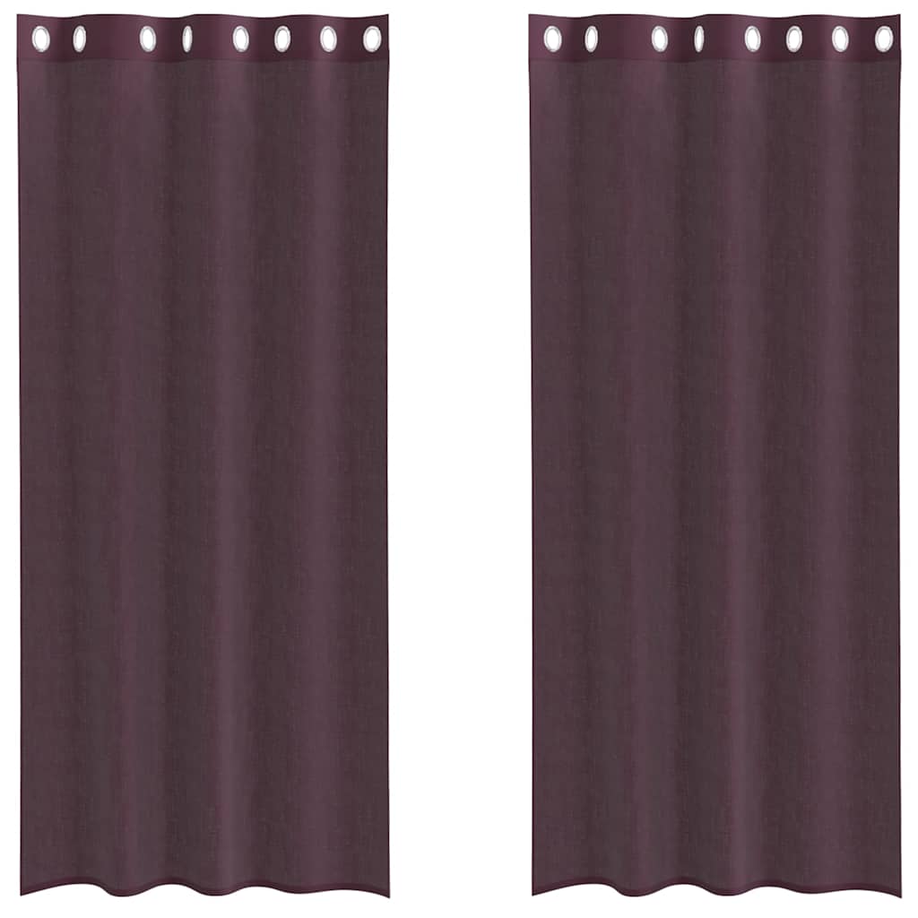 Voile Vorhänge mit Ösen 2 Stk. Lila 140x245 cm