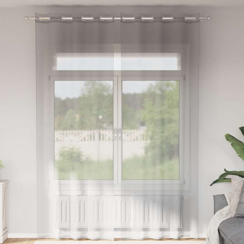 Voile Vorhänge mit Ösen 2 Stk. Hellgrau 140x260 cm