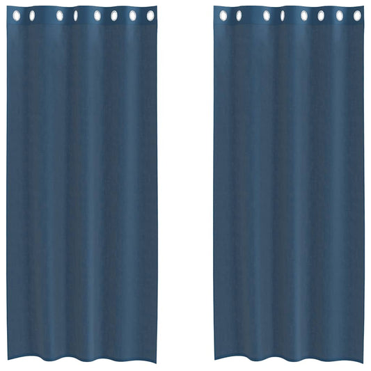 Voile Vorhänge mit Ösen 2 Stk. Königsblau