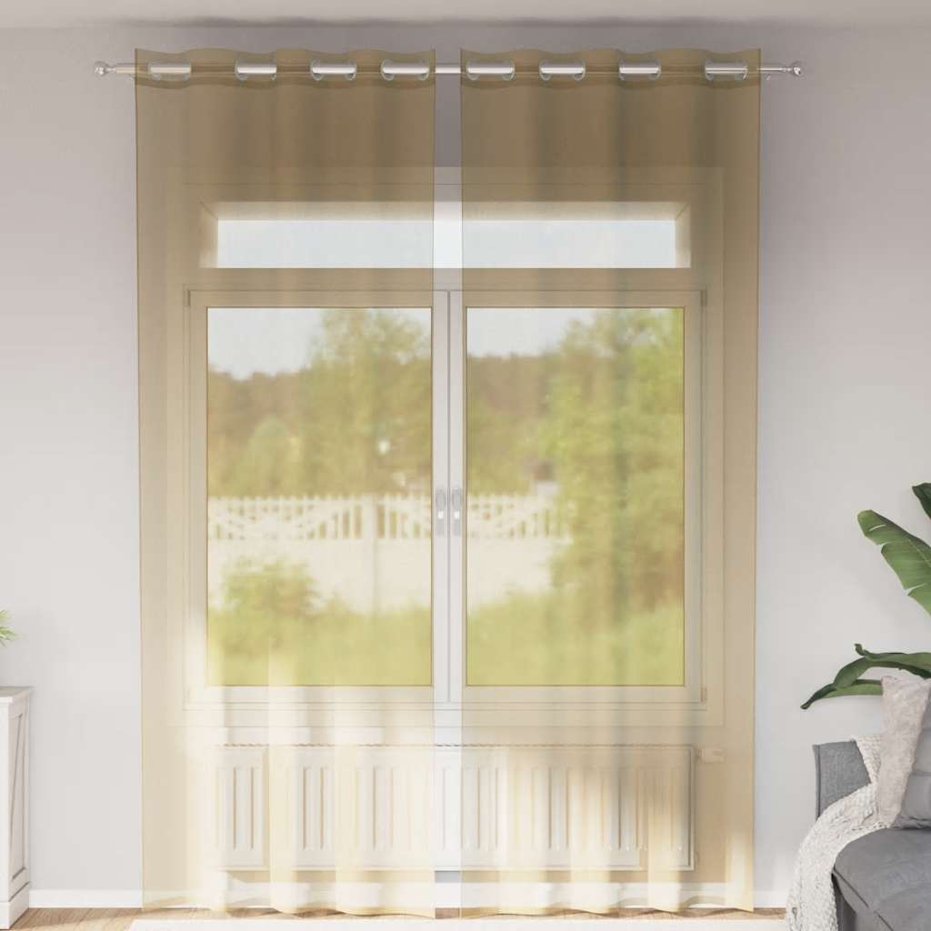 Voile Vorhänge mit Ösen 2 Stk. Sandfarbe