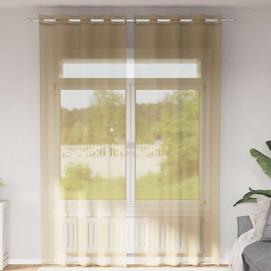 Voile Vorhänge mit Ösen 2 Stk. Sandfarbe