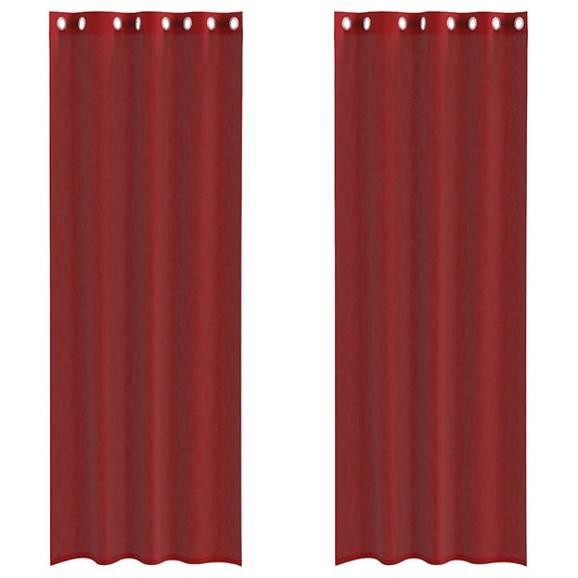 Voile Vorhänge mit Ösen 2 Stk. Weinrot