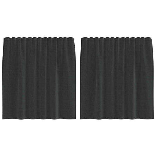 Voile Vorhänge mit Stangentaschen 2 Stk. Schwarz
