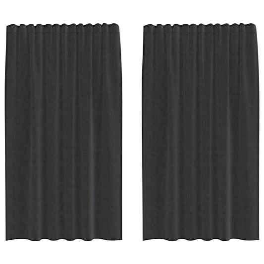 Voile Vorhänge mit Stangentaschen 2 Stk. Schwarz