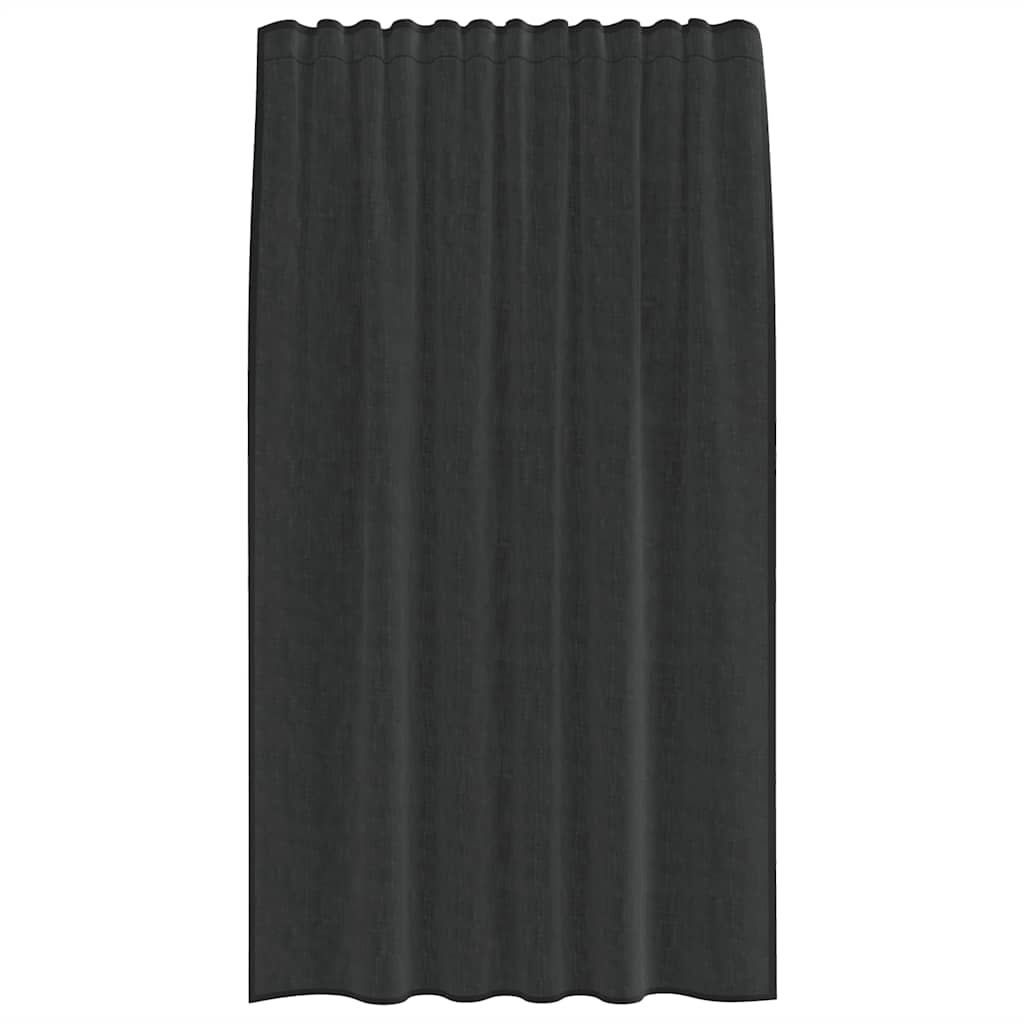 Voile Vorhänge mit Stangentaschen 2 Stk. Schwarz