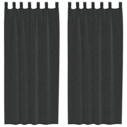 Voile Vorhänge mit Stangentaschen 2 Stk. Schwarz